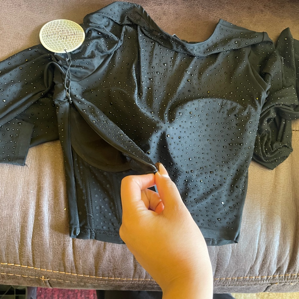 Black Rhinestone long sleeve